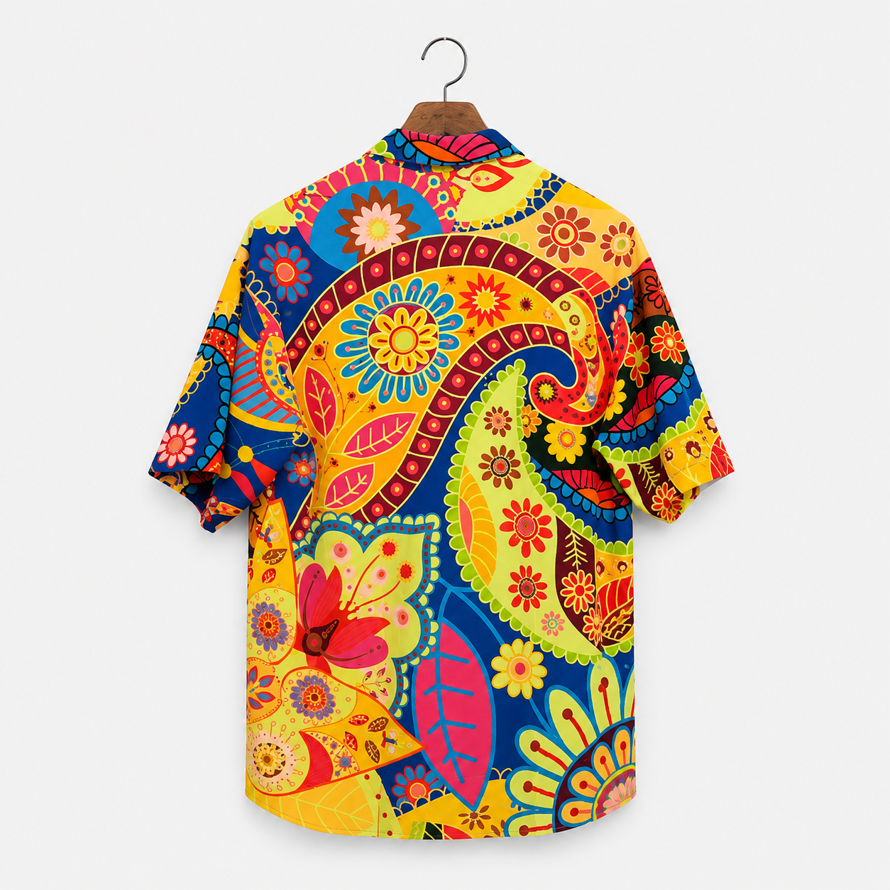 Camisa Tropical Estampada Manga Corta amarilla 2